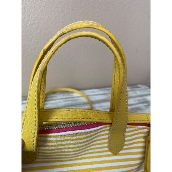 Dooney & Bourke Zip Zip Dome Satchel Sunflower Stripe Coated Canvas Purse - Picture 15 of 16